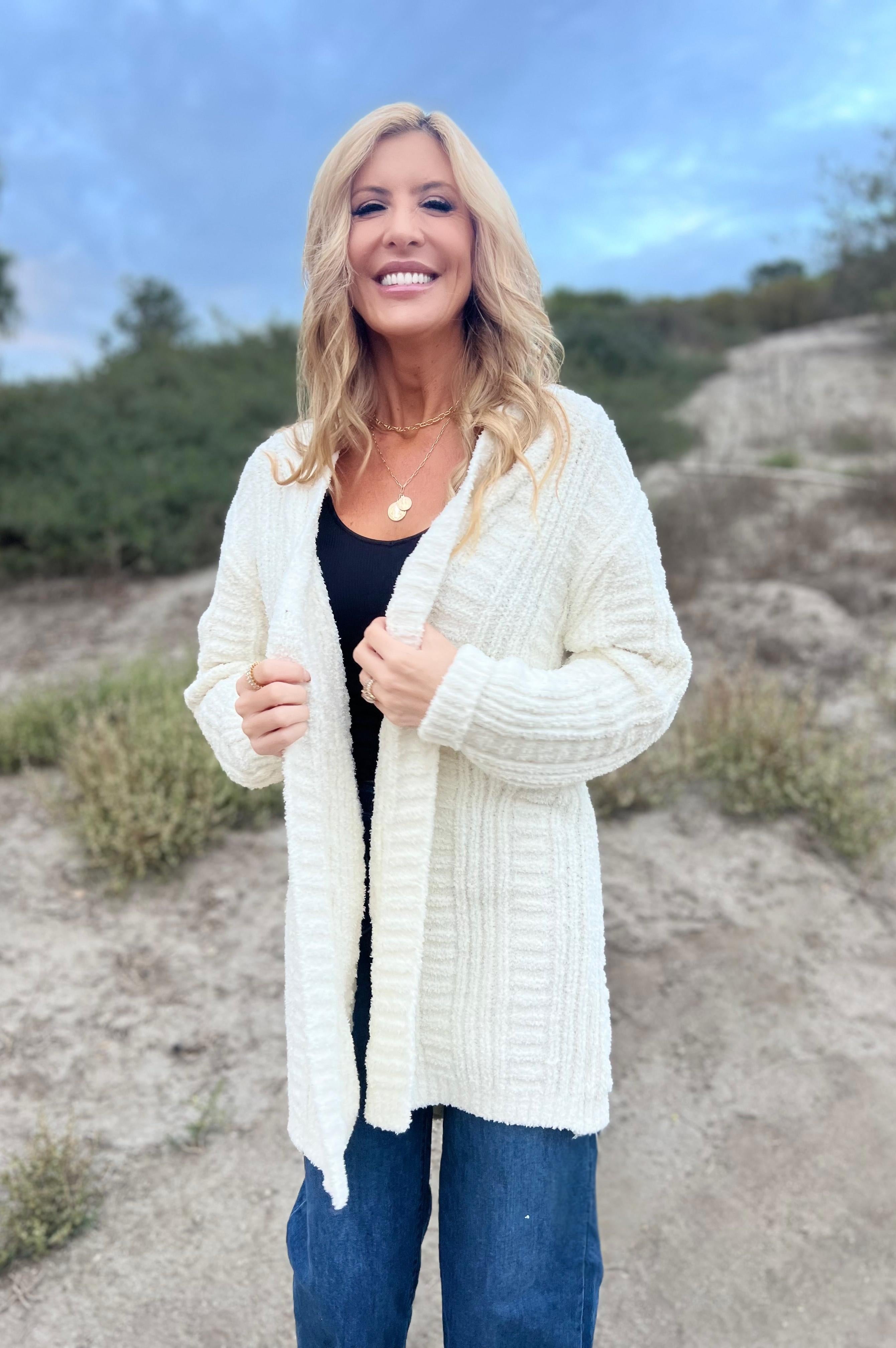Twist Knit Cardigan Cream