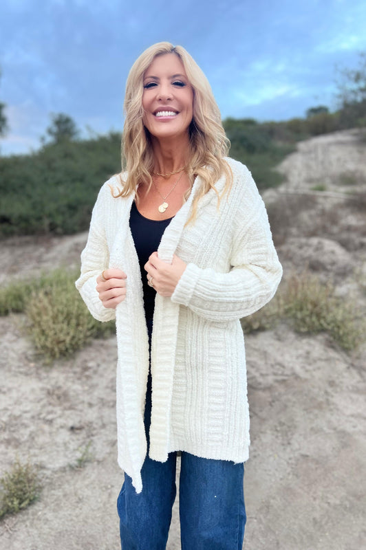 Twist Knit Cardigan Cream