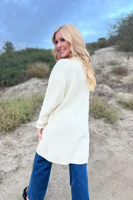 Twist Knit Cardigan Cream