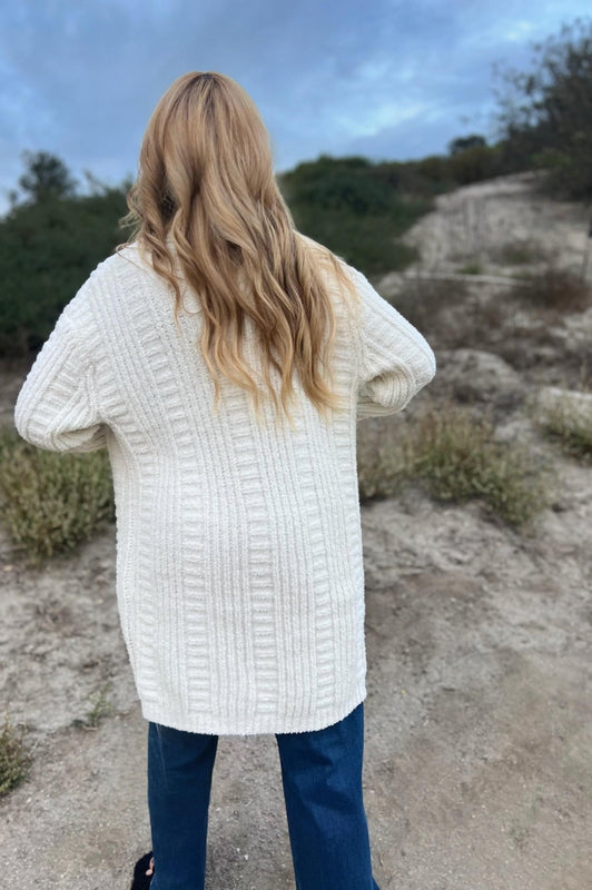 Twist Knit Cardigan Cream