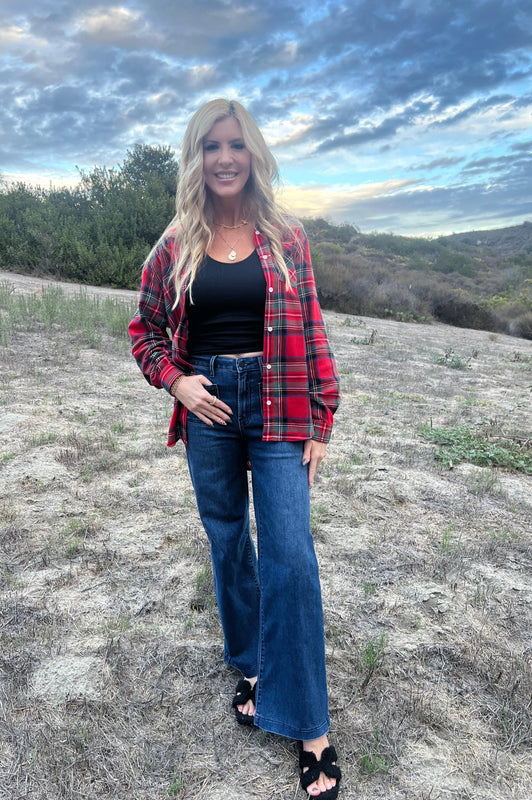 Red and Green Flannel with Jolly Juice Santa Wine Patch