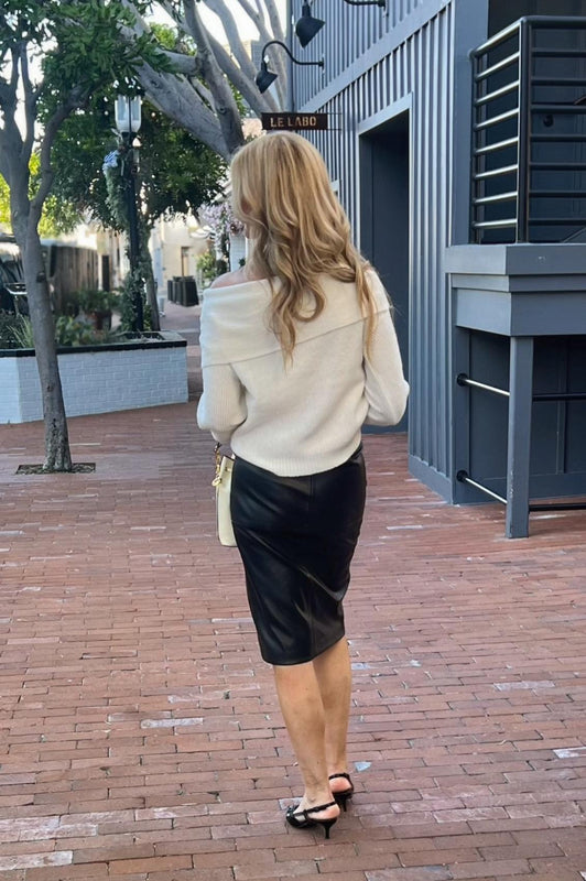 Cozy Off the Shoulder Holiday Sweater Natural