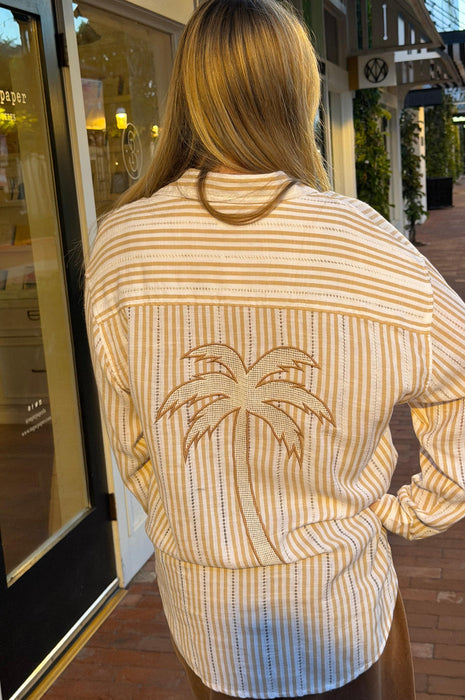 Palm Tree Cabana Striped Shirt