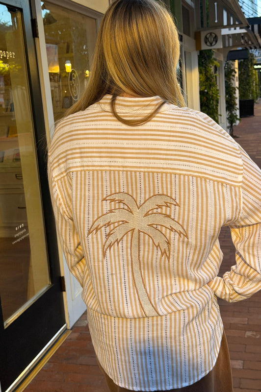 Palm Tree Cabana Striped Shirt