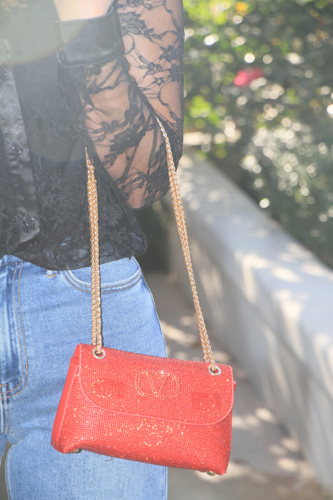 Gala Goddess Sparkle V Bag Red