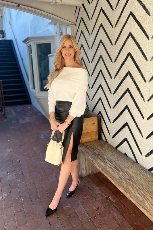 Cozy Off the Shoulder Holiday Sweater Natural