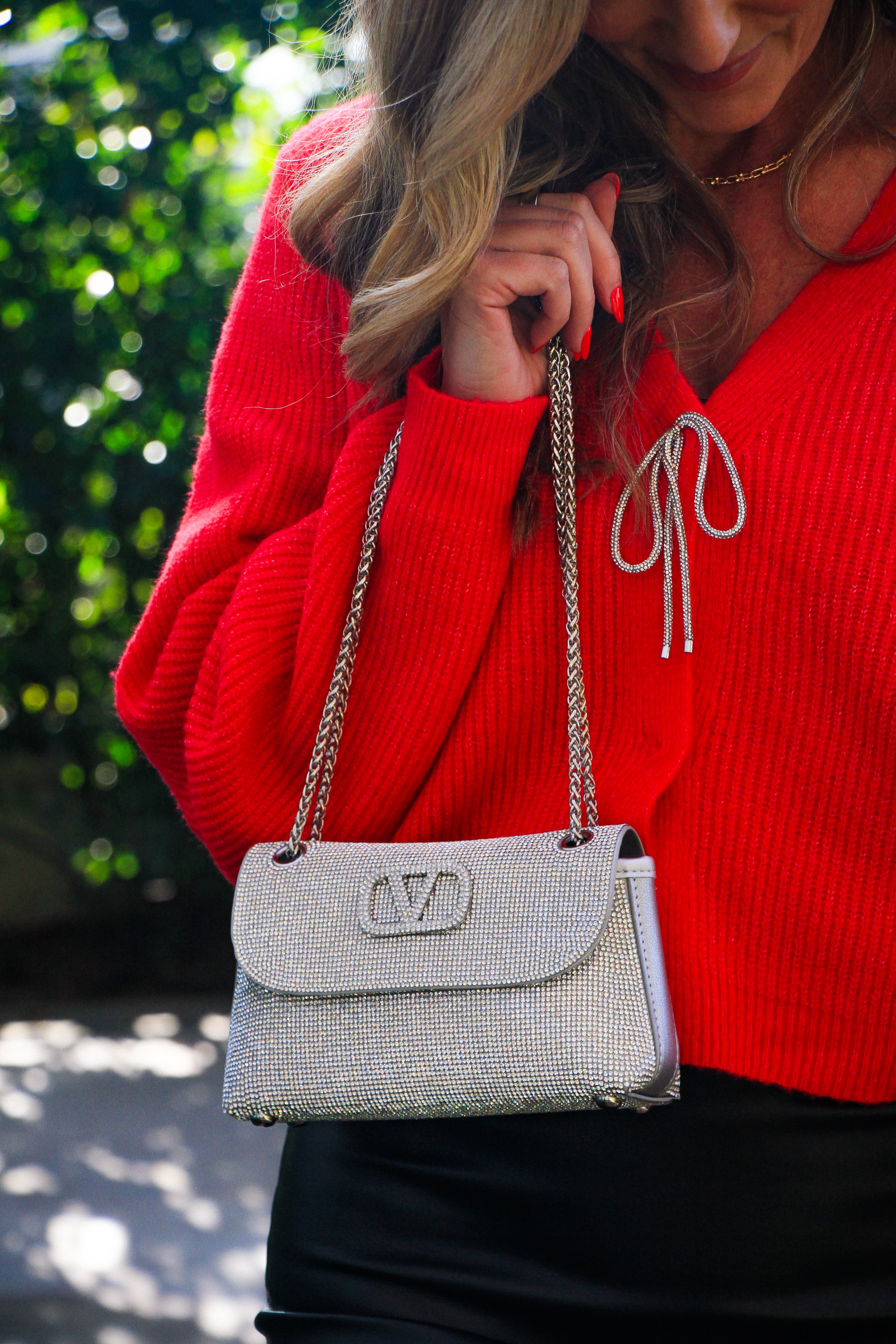 Gala Goddess Sparkle V Bag Silver