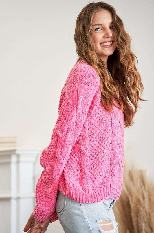 Pink Dahlias Sweater Pink