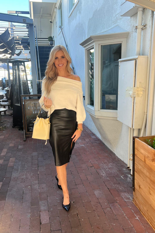 Cozy Off the Shoulder Holiday Sweater Natural