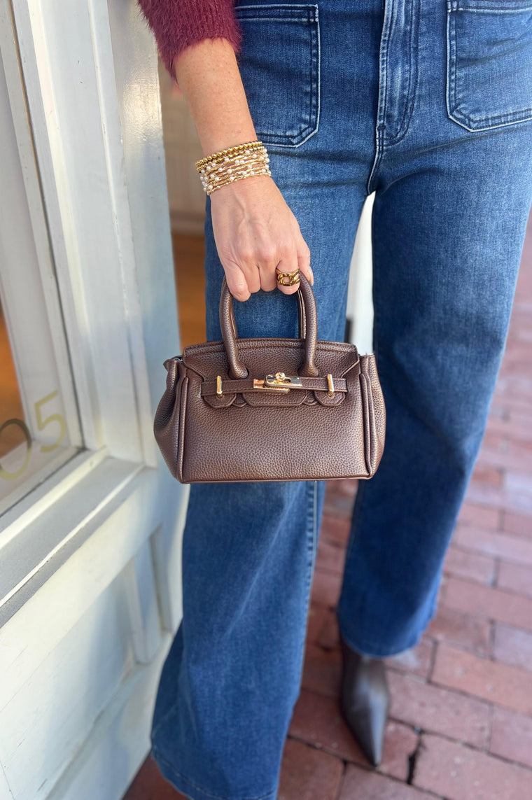 Jordana Brown Top Handle Purse