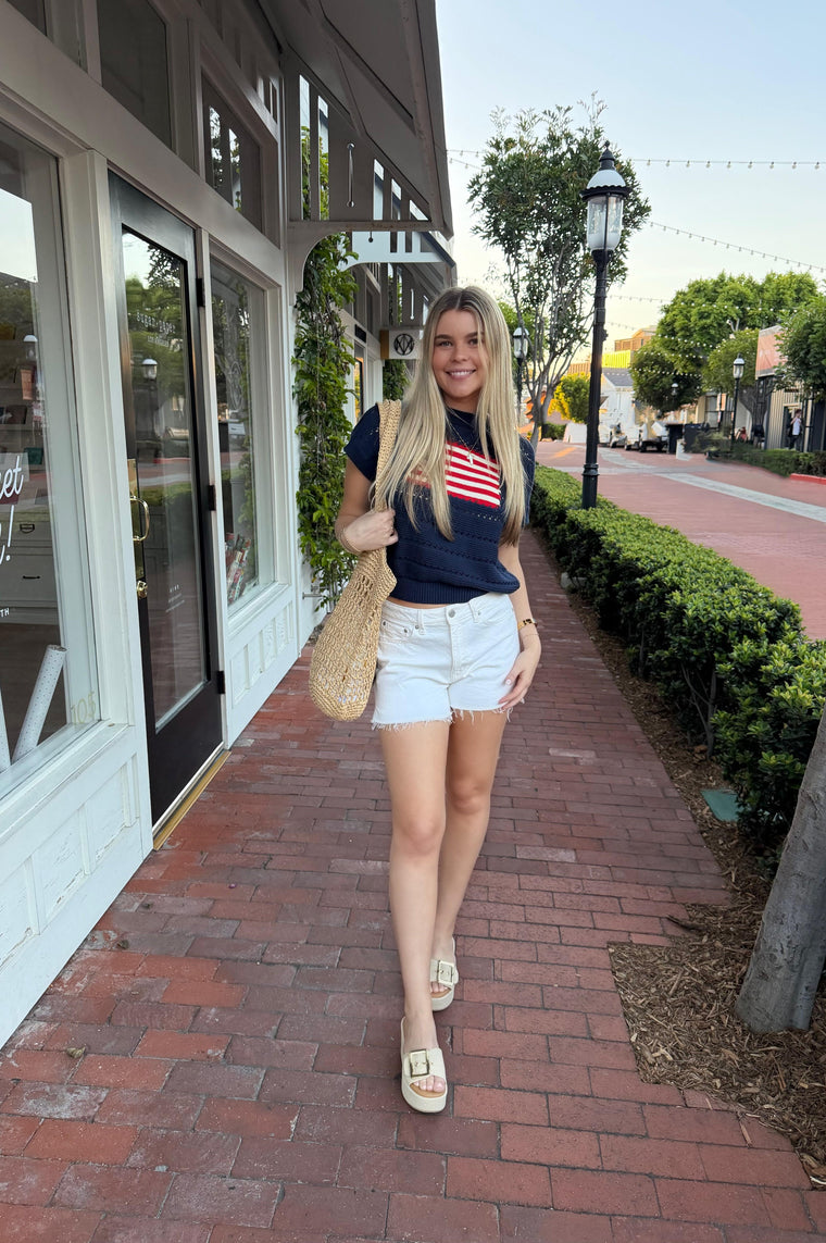 American Flag Navy Sweater