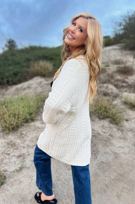Twist Knit Cardigan Cream