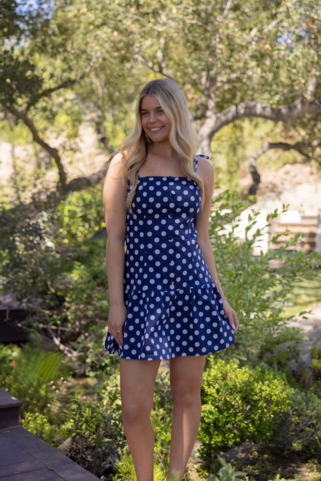 Summer Navy and White Polka Dot Dress