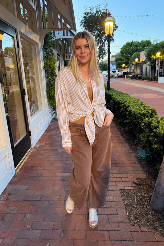 Palm Tree Cabana Striped Shirt