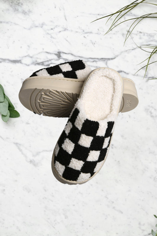 Checkered Platform Slippers