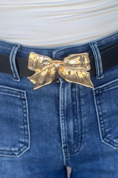 Gold Bow Belt Black