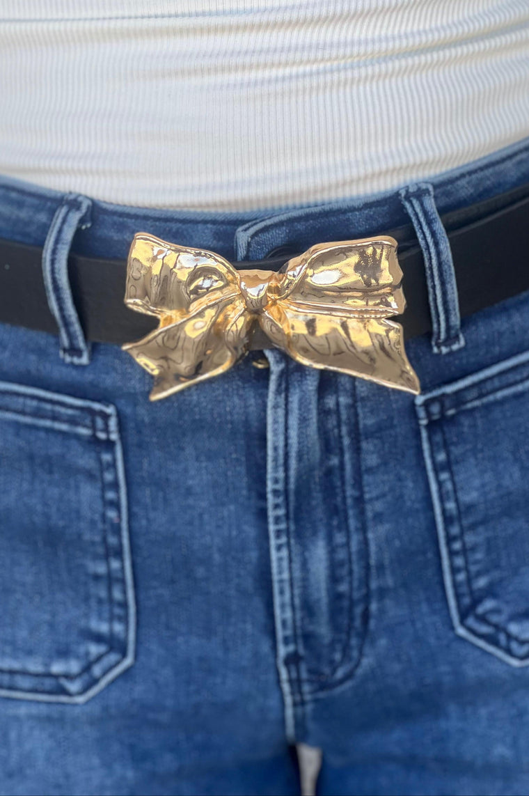 Gold Bow Belt Black