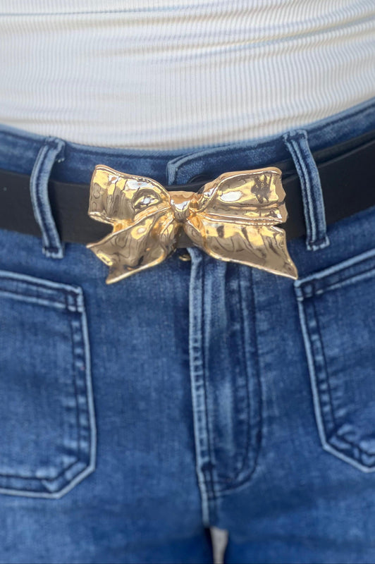 Gold Bow Belt Black