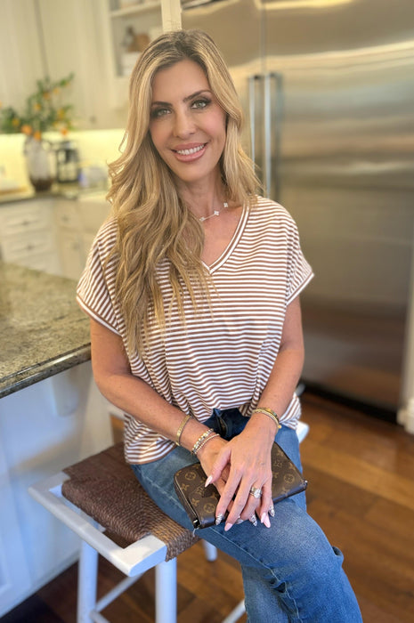Toffee and Cream Striped Tee