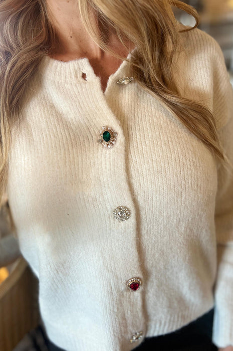 Holiday Jewel Cream Cardigan