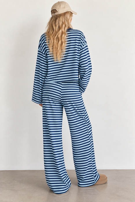 Saturday Social Striped Lounge Set Navy