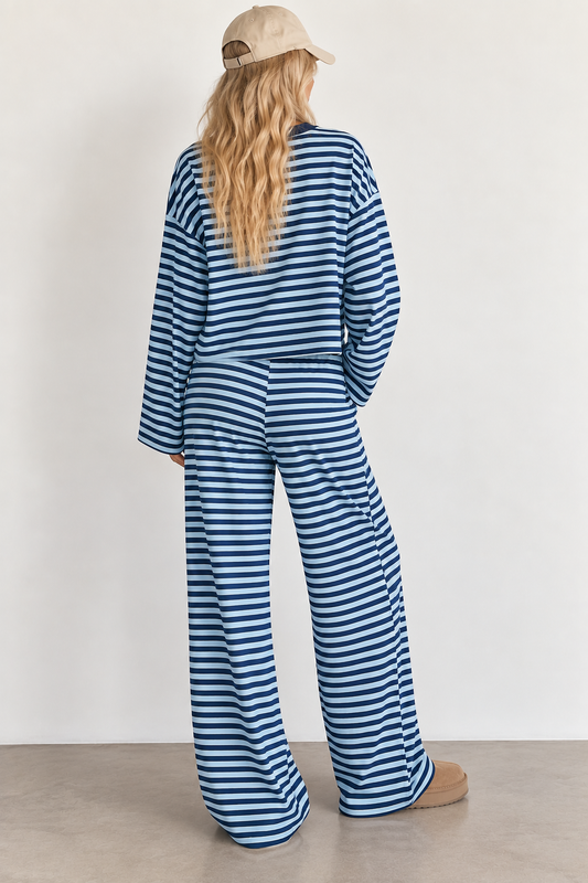 Saturday Social Striped Lounge Set Navy