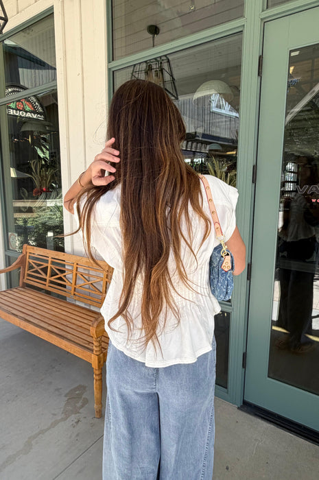 Pin Tuck Waist White Blouse