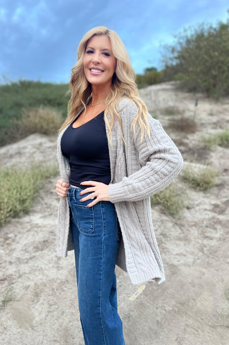 Twist Knit Cardigan Grey