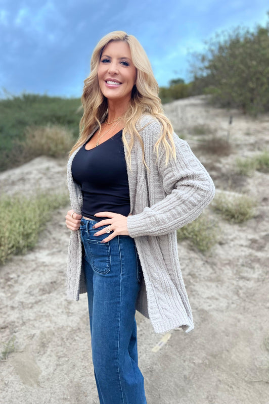 Twist Knit Cardigan Grey