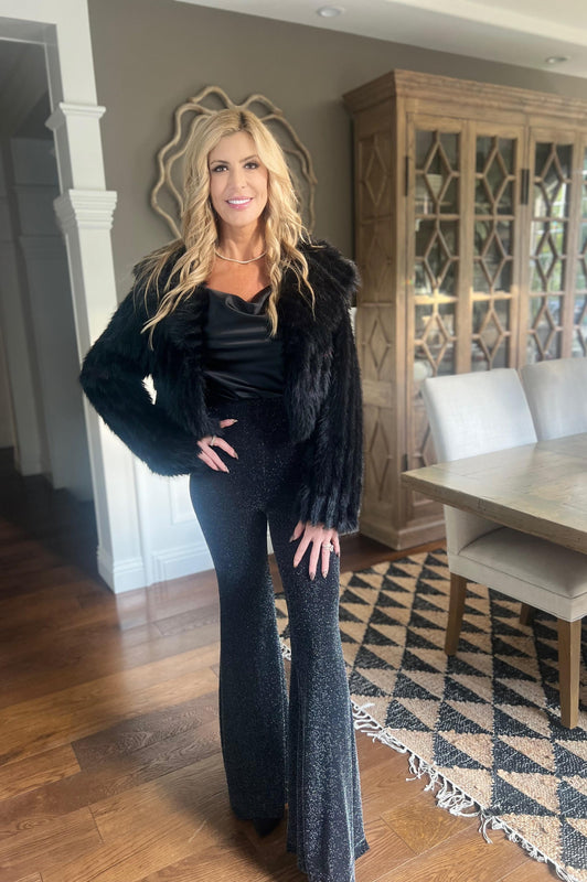 Show Me Your Mumu Salt Lake City Cropped Jacket Black Faux Fur