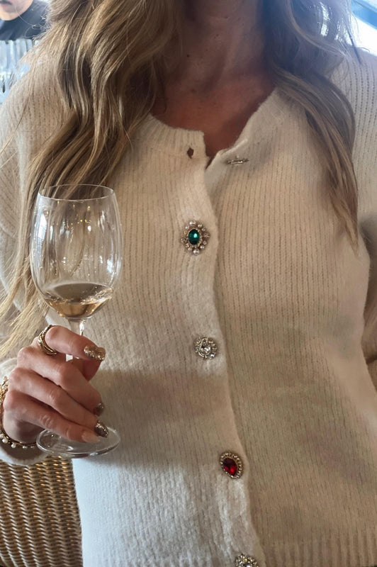 Holiday Jewel Cream Cardigan