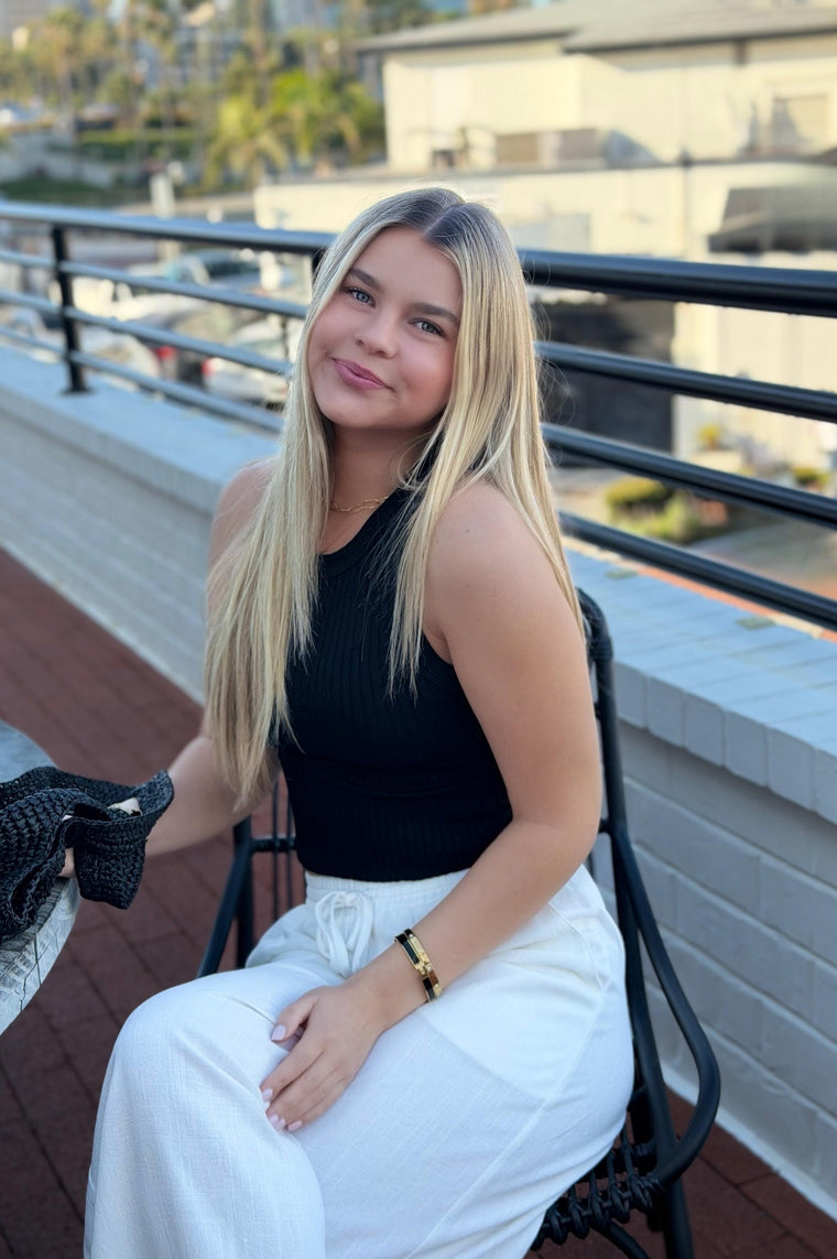 Wide Ribbed Tank Black