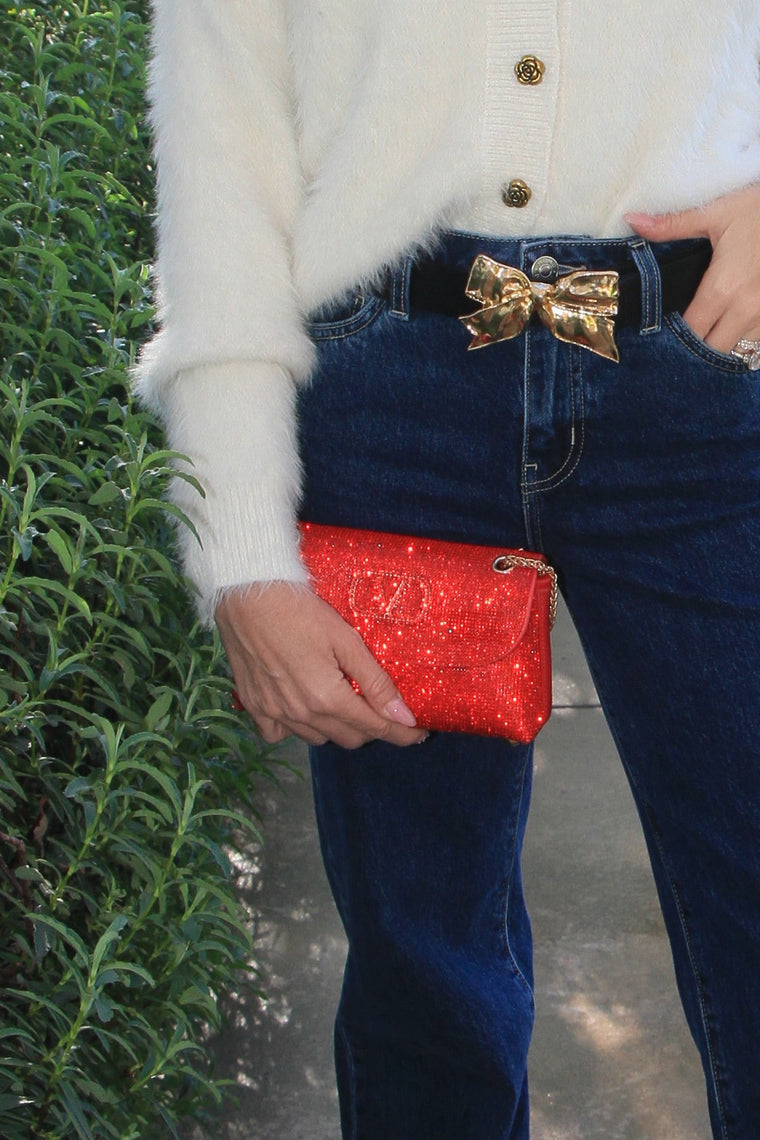 Gala Goddess Sparkle V Bag Red