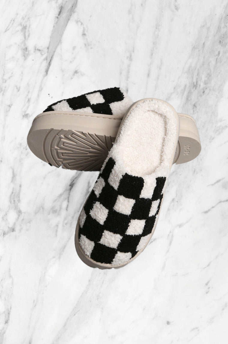 Checkered Platform Slippers