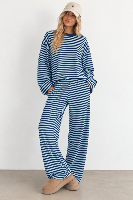Saturday Social Striped Lounge Set Navy