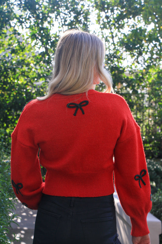 Wrapped in a Dream Bow Sweater Red