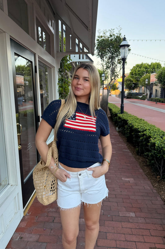 American Flag Navy Sweater