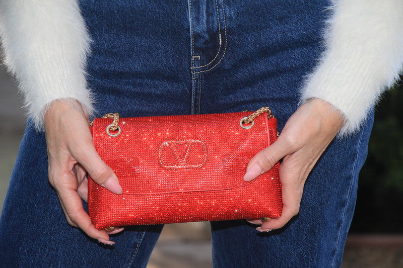Gala Goddess Sparkle V Bag Red