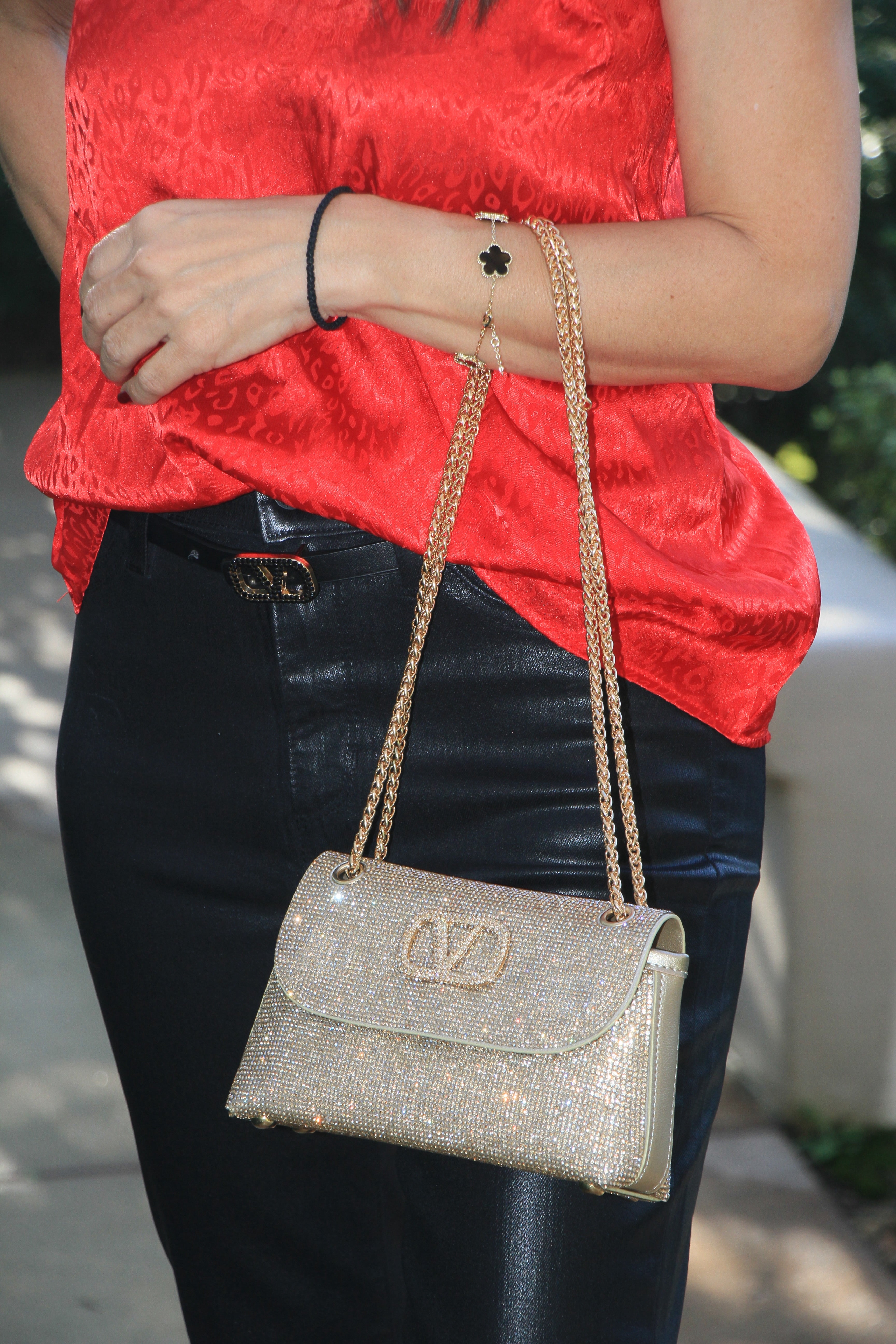 Gala Goddess Sparkle V Bag Gold