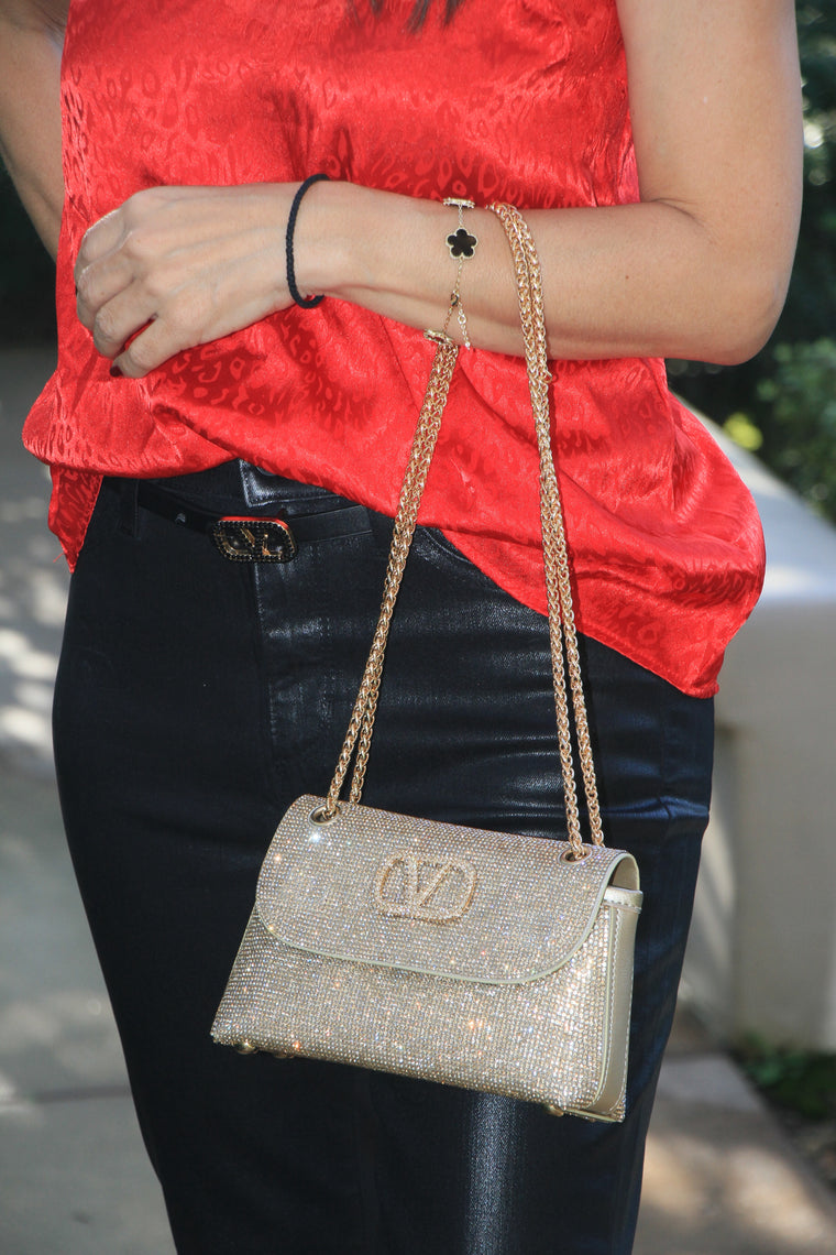 Gala Goddess Sparkle V Bag Gold