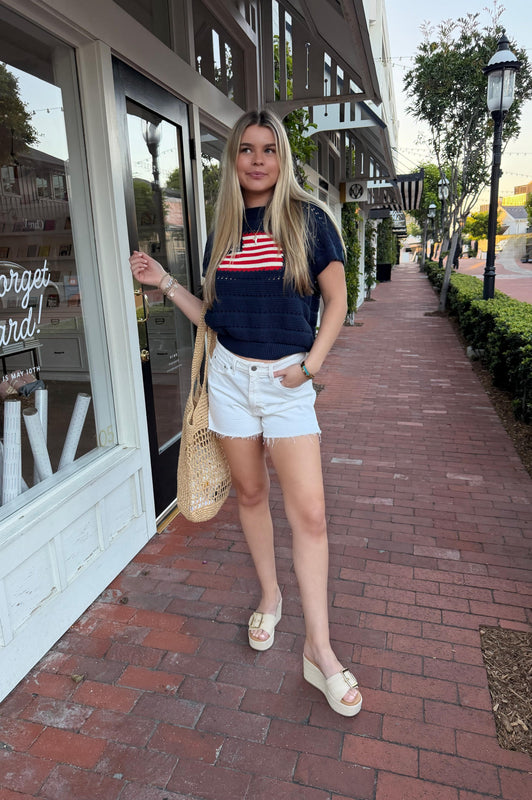 American Flag Navy Sweater