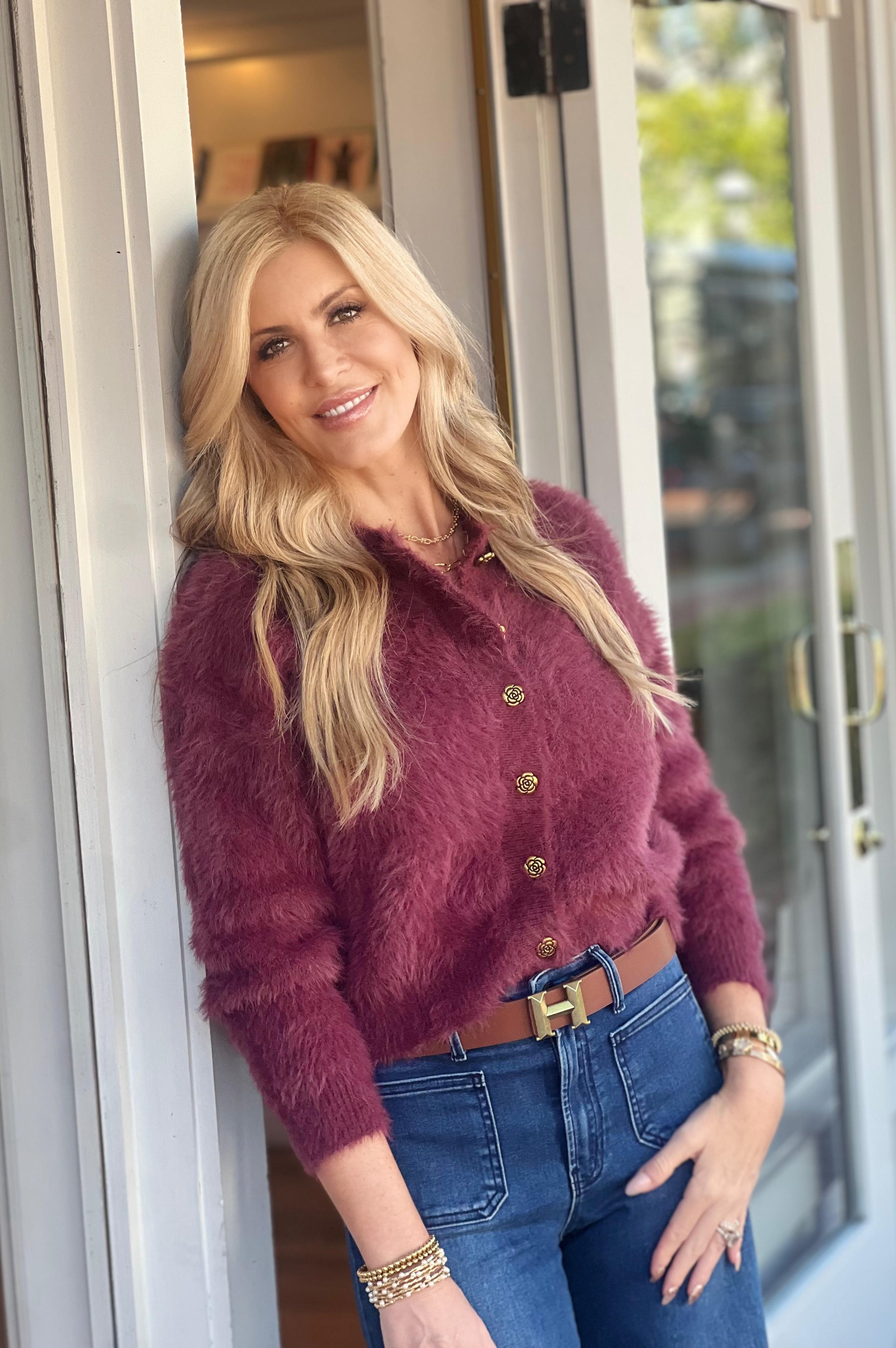 Rosette Sweater Burgundy