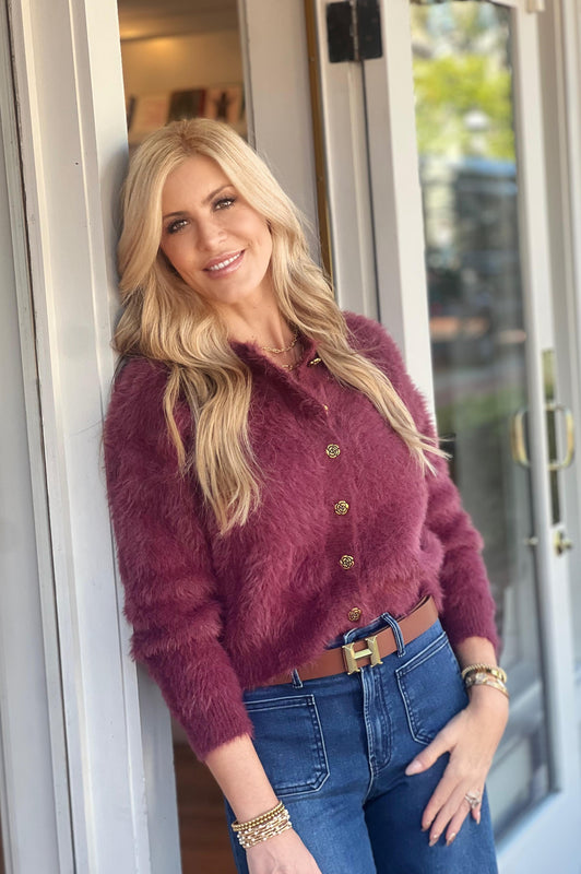 Rosette Sweater Burgundy