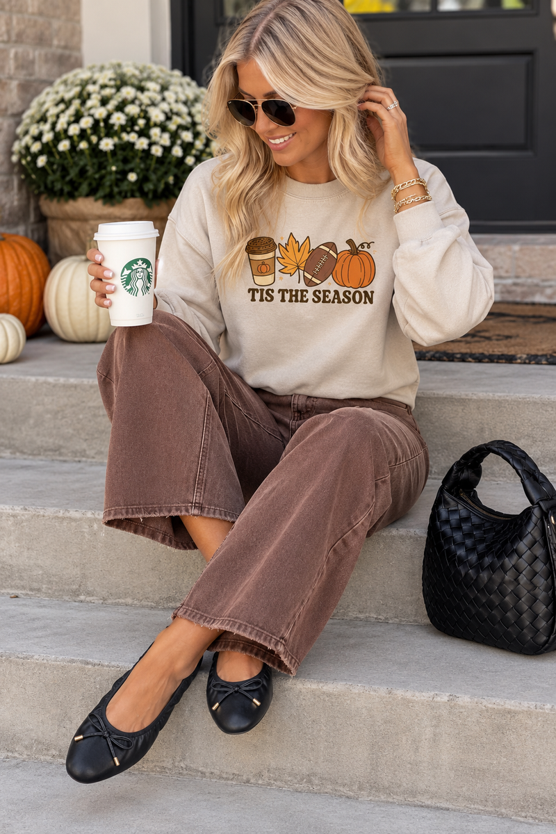 Tis The Season Cozy Pumpkin Spice Football Sweatshirt