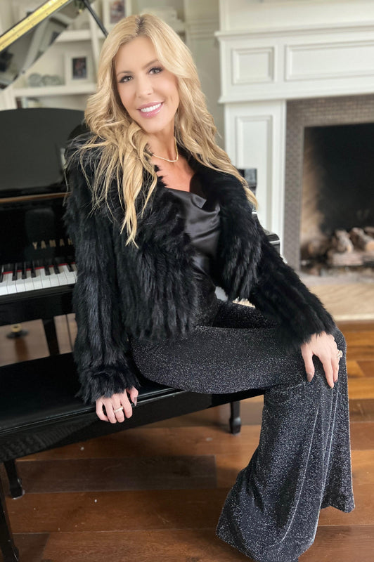 Show Me Your Mumu Salt Lake City Cropped Jacket Black Faux Fur