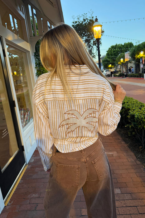 Palm Tree Cabana Striped Shirt