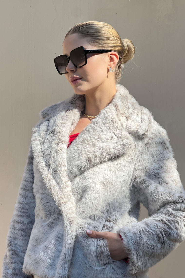 Ivory Grey Fur Jacket