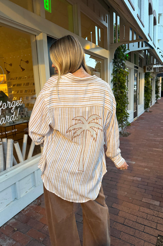Palm Tree Cabana Striped Shirt