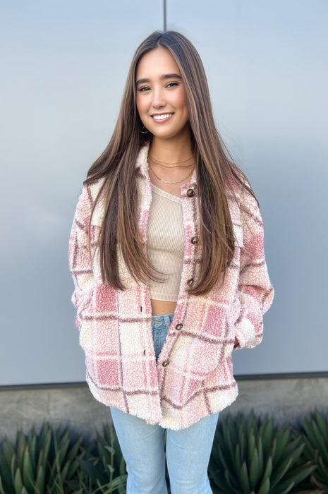 Coziness All Day Teddy Shacket Pink