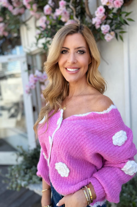 Camellia Cardigan Sweater Pink